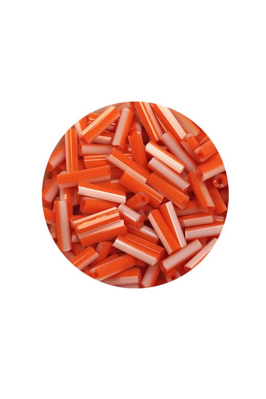 Royaleks RT-RYL-BN24094-31-60 Uzun Boru Kesme Boncuk Çap 2Mm Uzunluk 10 Mm - 60 Gram - Turuncu Beyaz - Bnc294
