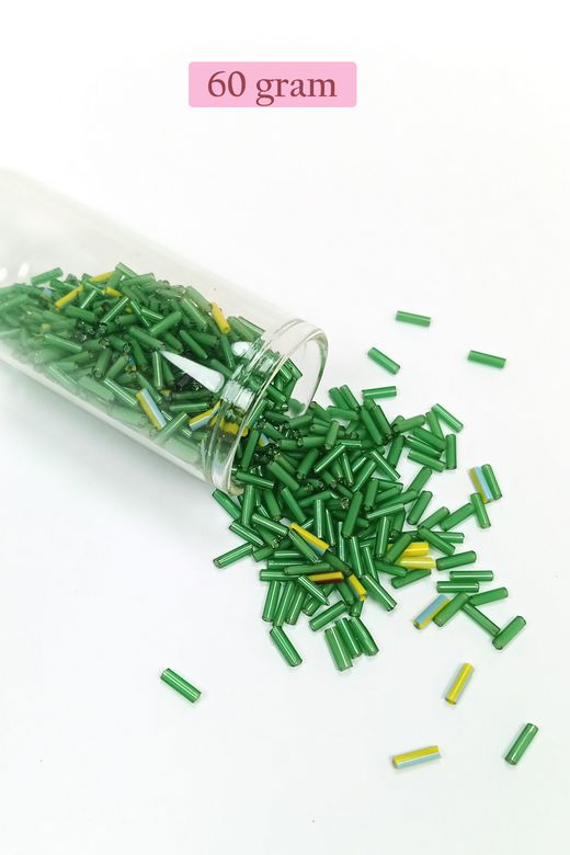 Royaleks RT-RYL-BN24094-32-60 Uzun Boru Kesme Boncuk Çap 2Mm Uzunluk 10 Mm - 60 Gram - Yeşil - Bnc295