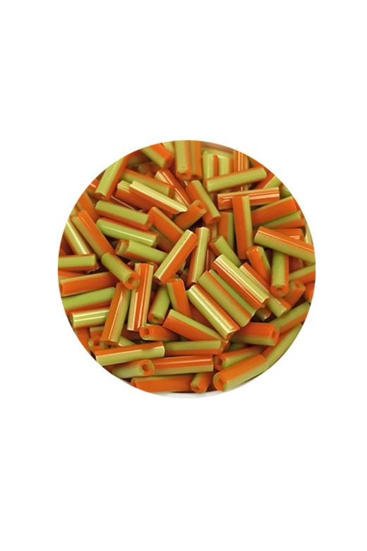 Royaleks RT-RYL-BN24094-37-20 Uzun Boru Kesme Boncuk Çap 2Mm Uzunluk 10 Mm - 20 Gram - Yeşil Turuncu - Bnc261