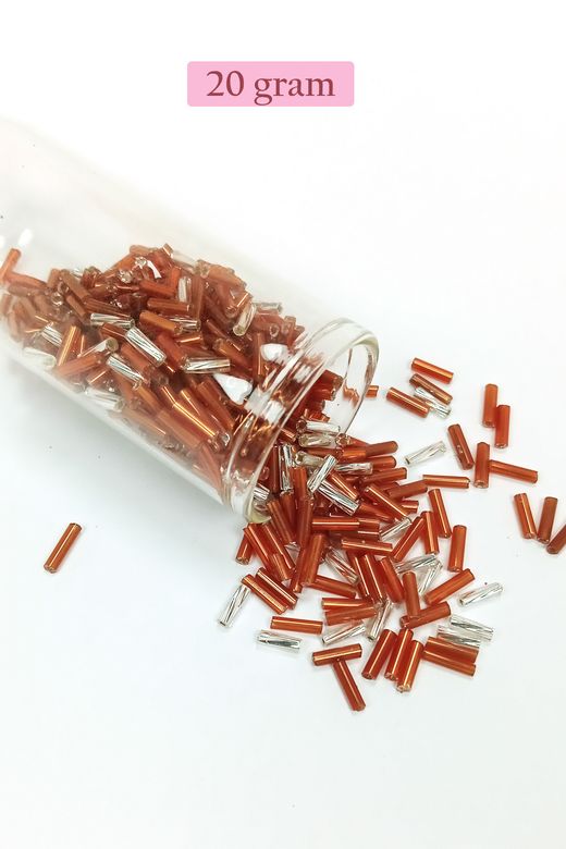 Royaleks RT-RYL-BN24094-38-20 Uzun Boru Kesme Boncuk Çap 2Mm Uzunluk 10 Mm - 20 Gram - Kahverengi Gümüş - Bnc262