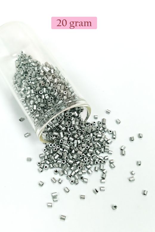 Royaleks RT-RYL-BN24095-31-20 Kesme Cam Boncuk 2Mm - 20 Gram - Mat Gümüş -Bnc333