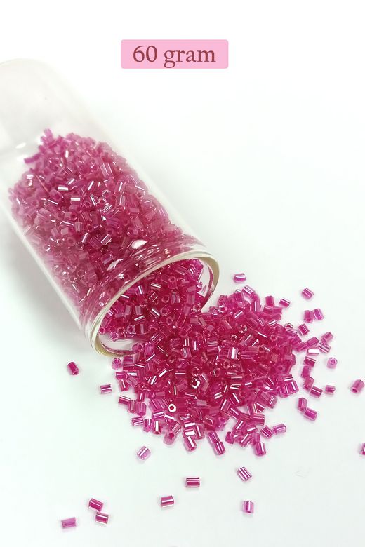 Royaleks RT-RYL-BN24095-44-60 Kesme Cam Boncuk 2Mm - 60 Gram - Şeffaf Koyu Pembe - Bnc394