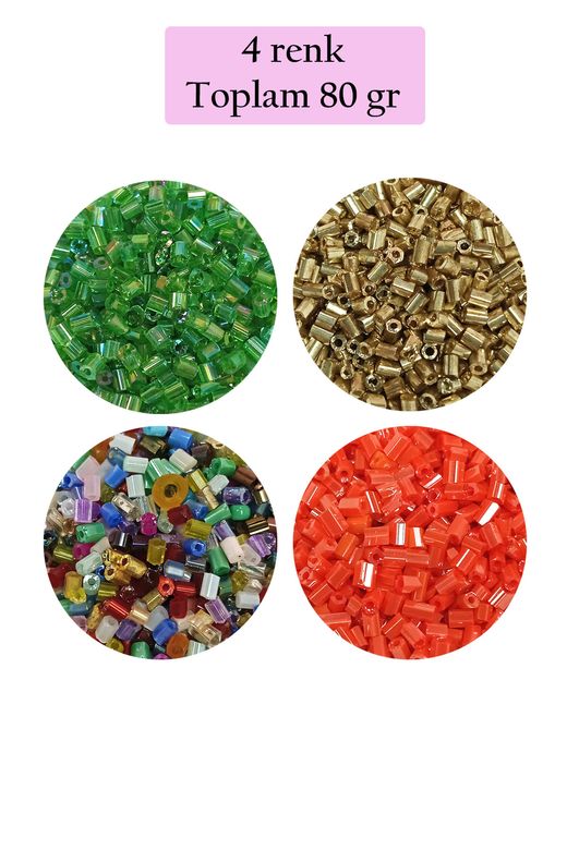 Royaleks RT-RYL-BN24095-4SET2 Kesme Cam Boncuk 2Mm - 4 Renk - Toplam 80 Gram - Bnc436