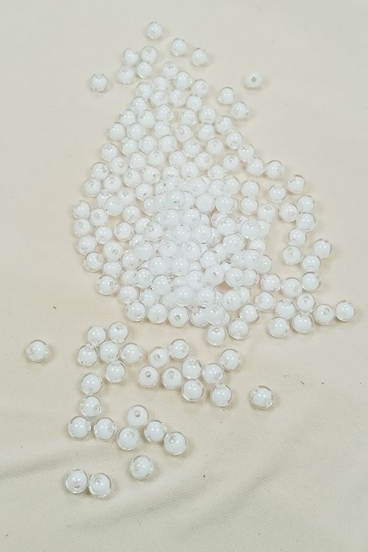 Royaleks RT-RYL-BN24098-04 Yuvarlak Boncuk İçten Boncuklu Bileklik Çanta Boncuğu 8 Mm 50 Gr Beyaz - Bnc470