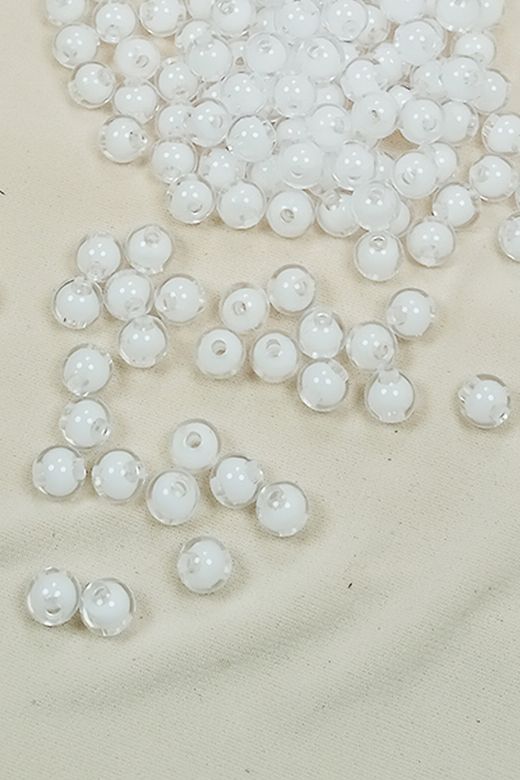 Royaleks RT-RYL-BN24098-04 Yuvarlak Boncuk İçten Boncuklu Bileklik Çanta Boncuğu 8 Mm 50 Gr Beyaz - Bnc470