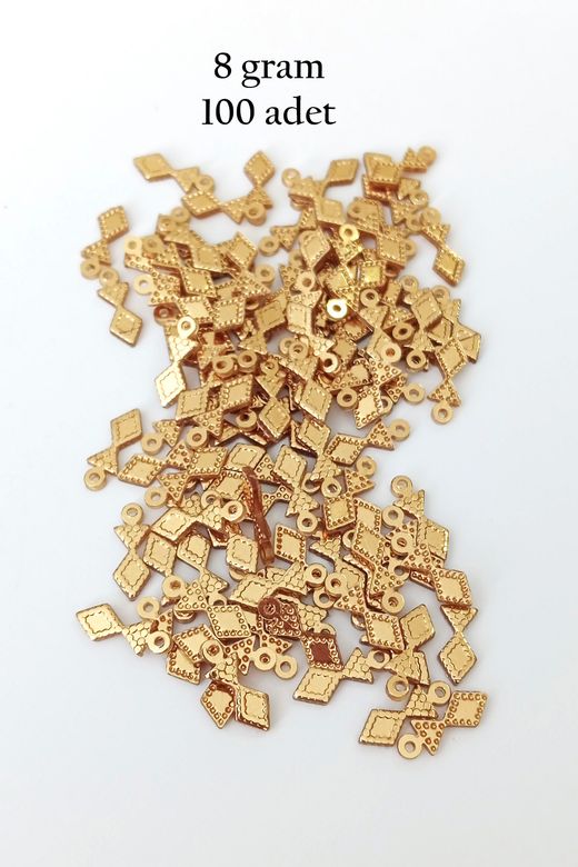 Royaleks RT-RYL-BN24099-03-8 Oya Abiye Bileklik Kolye Pleksi Metalik Plastik Pul Altın Renk 8 Gram 100 Adet - Bnc476