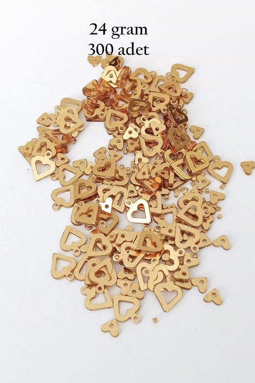 Royaleks RT-RYL-BN24099-15-24 Oya Abiye Bileklik Kolye Pleksi Metalik Plastik Pul Altın Renk 24 Gram 300 Adet - Bnc548