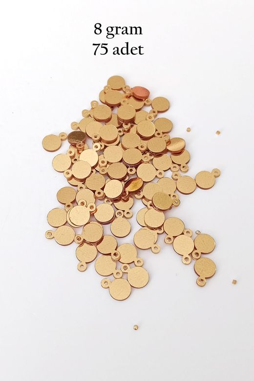 Royaleks RT-RYL-BN24099-20-8 Oya Abiye Bileklik Kolye Pleksi Metalik Plastik Pul Altın Renk 8 Gram 75 Adet - Bnc493