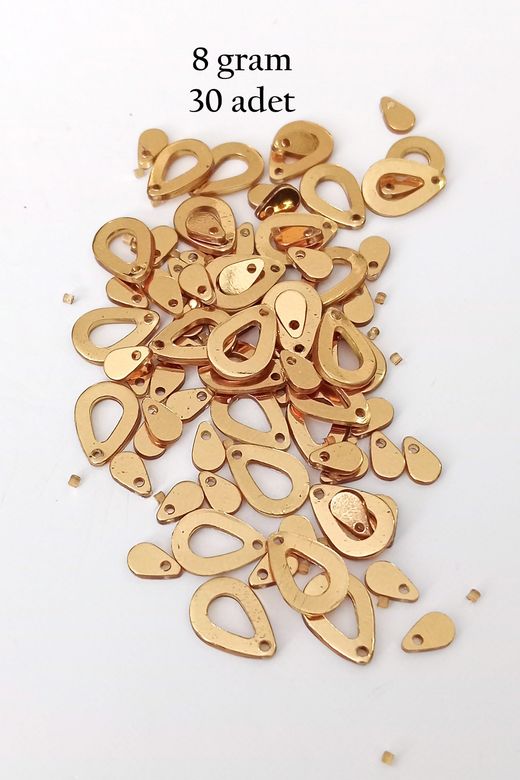 Royaleks RT-RYL-BN24099-23-8 Oya Abiye Bileklik Kolye Pleksi Metalik Plastik Pul Altın Renk 8 Gram 30 Adet - Bnc496