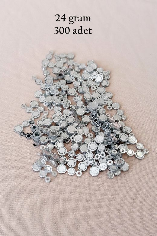Royaleks RT-RYL-BN24100-1-24 Oya Abiye Bileklik Kolye Pleksi Metalik Plastik Pul Gümüş Renk 24 Gram 300 Adet - Bnc560