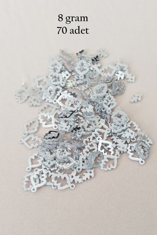 Royaleks RT-RYL-BN24100-14-8 Oya Abiye Bileklik Kolye Pleksi Metalik Plastik Pul Gümüş Renk 8 Gram 70 Adet - Bnc513