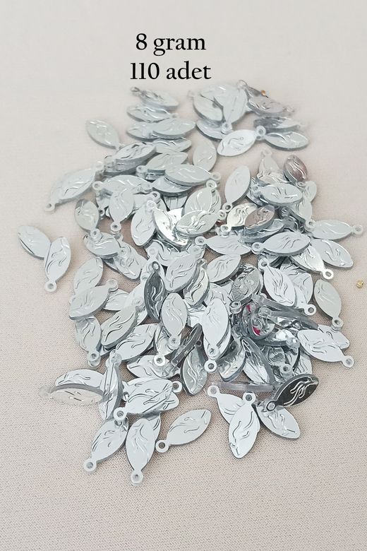 Royaleks RT-RYL-BN24100-16-8 Oya Abiye Bileklik Kolye Pleksi Metalik Plastik Pul Gümüş Renk 8 Gram 110 Adet - Bnc515
