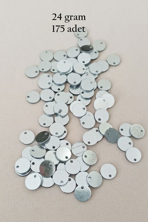 Royaleks RT-RYL-BN24100-24-24 Oya Abiye Bileklik Kolye Pleksi Metalik Plastik Pul Gümüş Renk 24 Gram 255 Adet - Bnc583