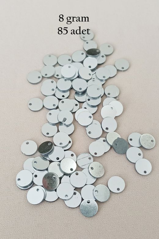 Royaleks RT-RYL-BN24100-24-8 Oya Abiye Bileklik Kolye Pleksi Metalik Plastik Pul Gümüş Renk 8 Gram 85 Adet - Bnc523