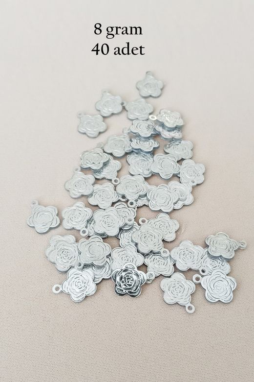 Royaleks RT-RYL-BN24100-25-8 Oya Abiye Bileklik Kolye Pleksi Metalik Plastik Pul Gümüş Renk 8 Gram 40 Adet - Bnc524