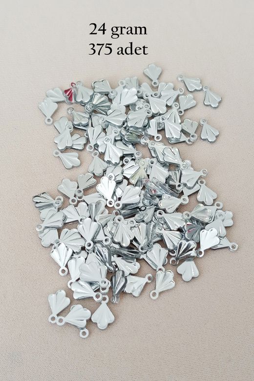 Royaleks RT-RYL-BN24100-28-24 Oya Abiye Bileklik Kolye Pleksi Metalik Plastik Pul Gümüş Renk 24 Gram 375 Adet - Bnc587