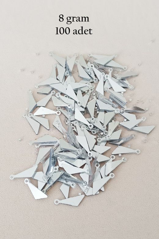Royaleks RT-RYL-BN24100-34-8 Oya Abiye Bileklik Kolye Pleksi Metalik Plastik Pul Gümüş Renk 8 Gram 100 Adet - Bnc533