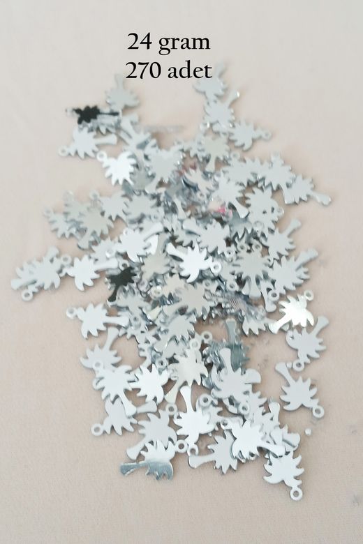Royaleks RT-RYL-BN24100-7-24 Oya Abiye Bileklik Kolye Pleksi Metalik Plastik Pul Gümüş Renk 24 Gram 270 Adet - Bnc566