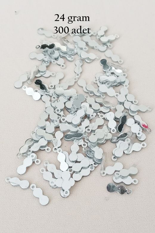 Royaleks RT-RYL-BN24100-9-24 Oya Abiye Bileklik Kolye Pleksi Metalik Plastik Pul Gümüş Renk 24 Gram 300 Adet - Bnc568