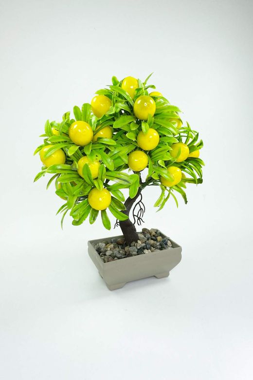 Royaleks RT-RYL-HMAD2034 Dekor Ağaç Limon Ağacı Saksılı Dekoratif Ağaç Biblo 24X13 Cm