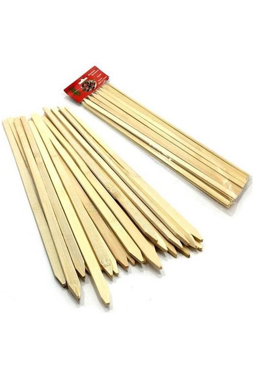 Royaleks RT-RYL-HMR10354 Bambu Adana Kebap Şişi Ahşap 25 Adet Yassı Çöp Şiş Kebap Şişi 30 Cm