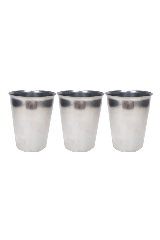 Royaleks RT-RYL-HMR10369 3 Adet Paslanmaz Çelik Krom Bardak 9 X 7,5 X 5,5Cm