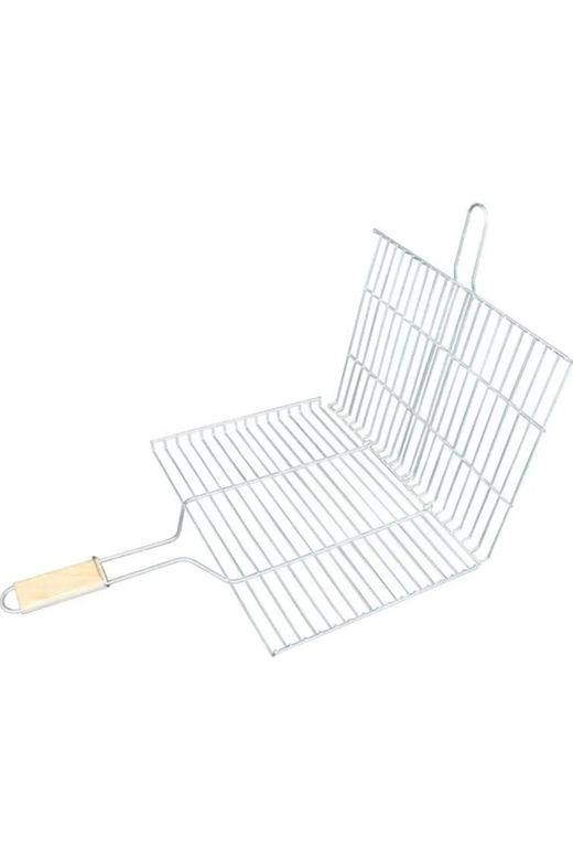 Royaleks RT-RYL-HMR10478 Ahşap Saplı Mangal Izgarası Galvanizli Paslanmaz Kafes Demir 25 X 40 Cm