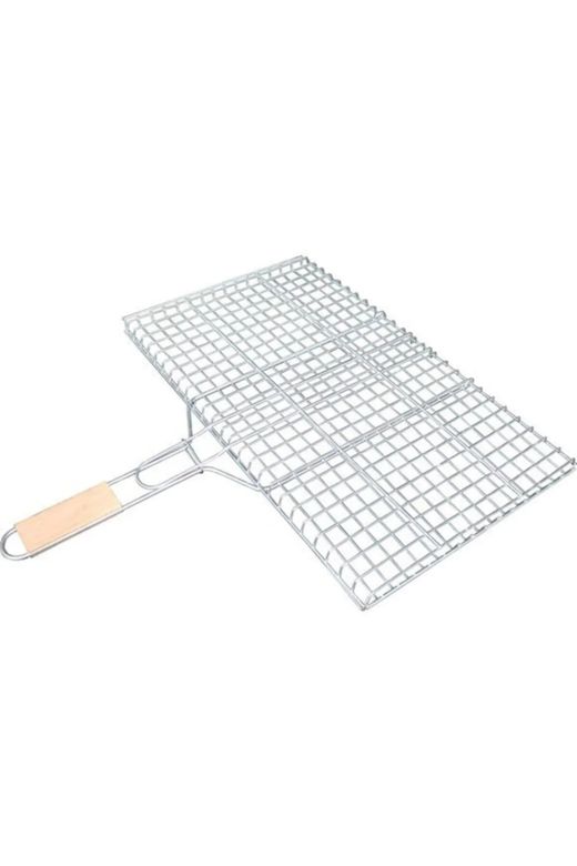 Royaleks RT-RYL-HMR10478 Ahşap Saplı Mangal Izgarası Galvanizli Paslanmaz Kafes Demir 25 X 40 Cm