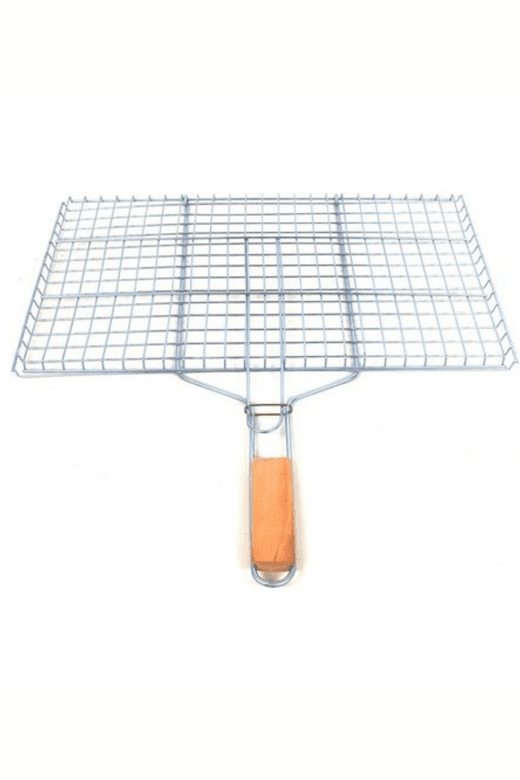 Royaleks RT-RYL-HMR10480 Ahşap Saplı Mangal Izgarası Galvanizli Paslanmaz Kafes Demir 32 X 42 Cm