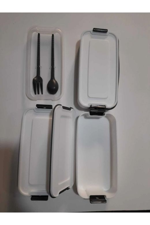 Royaleks RT-RYL-HMR10728 3 Katlı Beslenme Kabı Çatal Kaşık İçerisinde