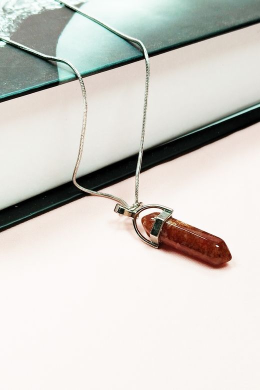 Royaleks RT-RYL-HMR17170 Jasper Doğal Taşı Zincirli El Yapımı Tasarımlı Kolye Uç: 3,5 Cm Zincir: 20 Cm Kutulu