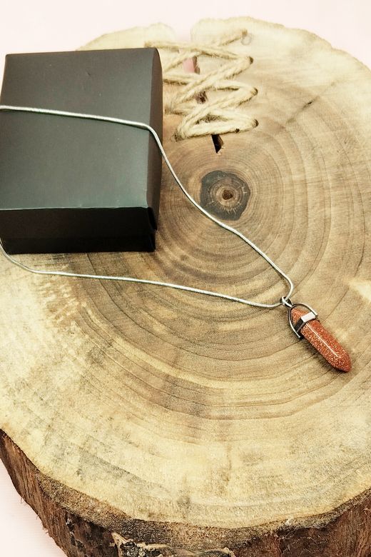 Royaleks RT-RYL-HMR17194 Yıldız Taşı Doğal Taşı Zincirli El Yapımı Tasarımlı Kolye Uç: 3,5 Cm Zincir: 20 Cm Kutulu