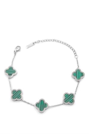 Royaleks RT-RYL-O-14594 Vc Yonca Bileklik Gümüş - Yeşil