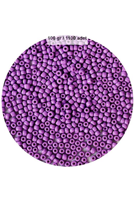 RT-RYL-B-0002-100 Mor Renk 4 Mm Yaklaşık 1100 Adet / 100 Gram Cam Boncuk Oya Yazma Bileklik Ve Kolye