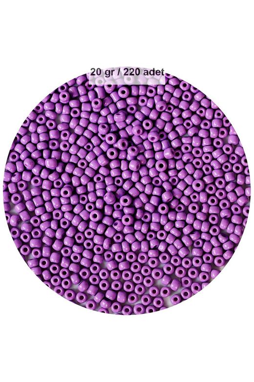 RT-RYL-B-0002-20 Mor Renk 4 Mm Yaklaşık 220 Adet/20 Gram Cam Boncuk Oya Yazma Bileklik Ve Kolye