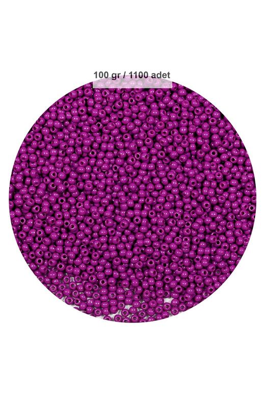 RT-RYL-B-0003-100 Fuşya Renk 4 Mm Yaklaşık 1100 Adet / 100 Gram Cam Boncuk Oya Yazma Bileklik Ve Kolye