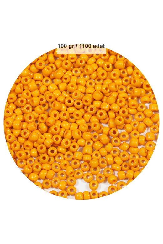 RT-RYL-B-0004-100 Turuncu Renk 4 Mm Yaklaşık 1100 Adet / 100 Gram Cam Boncuk Oya Yazma Bileklik Ve Kolye