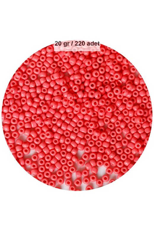 RT-RYL-B-0005-20 Karpuz Pembesi Renk 4 Mm Yaklaşık 220 Adet/20 Gram Cam Boncuk Oya Yazma Bileklik Ve Kolye