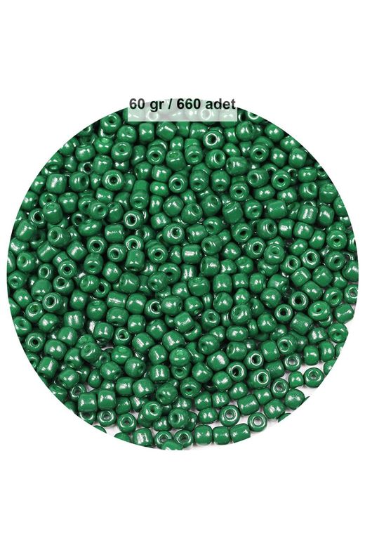 RT-RYL-B-0008-60 Koyu Yeşil Renk 4 Mm Yaklaşık 660 Adet / 60 Gram Cam Boncuk Oya Yazma Bileklik Ve Kolye