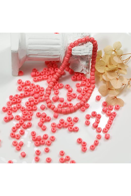 RT-RYL-B-0009-100 Pembe Renk 4 Mm Yaklaşık 1100 Adet / 100 Gram Cam Boncuk Oya Yazma Bileklik Ve Kolye