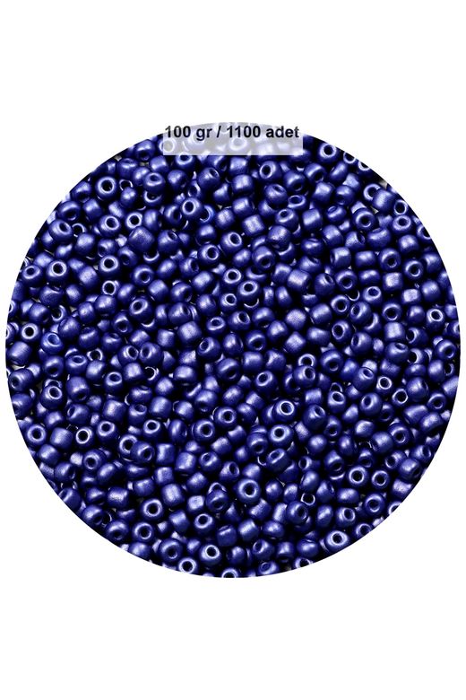 RT-RYL-B-0010-100 Lacivert Renk 4 Mm Yaklaşık 1100 Adet / 100 Gram Cam Boncuk Oya Yazma Bileklik Ve Kolye
