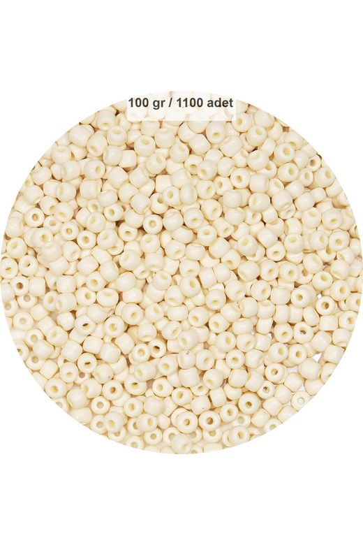 RT-RYL-B-0012-100 Beyaz Renk 4 Mm Yaklaşık 1100 Adet / 100 Gram Cam Boncuk Oya Yazma Bileklik Ve Kolye