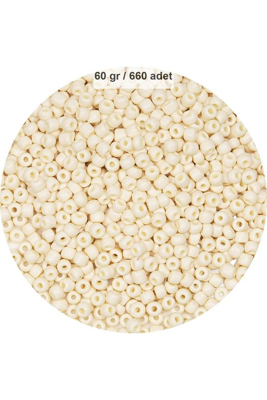 RT-RYL-B-0012-60 Beyaz Renk 4 Mm Yaklaşık 660 Adet / 60 Gram Cam Boncuk Oya Yazma Bileklik Ve Kolye