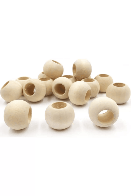RT-RYL-B-0024-100 100 Gr (100 Adet) Ahşap Boncuk 15 Mm Çap X 10 Mm Delik Doğal Yuvarlak Ahşap Makrome El İşi Çanta