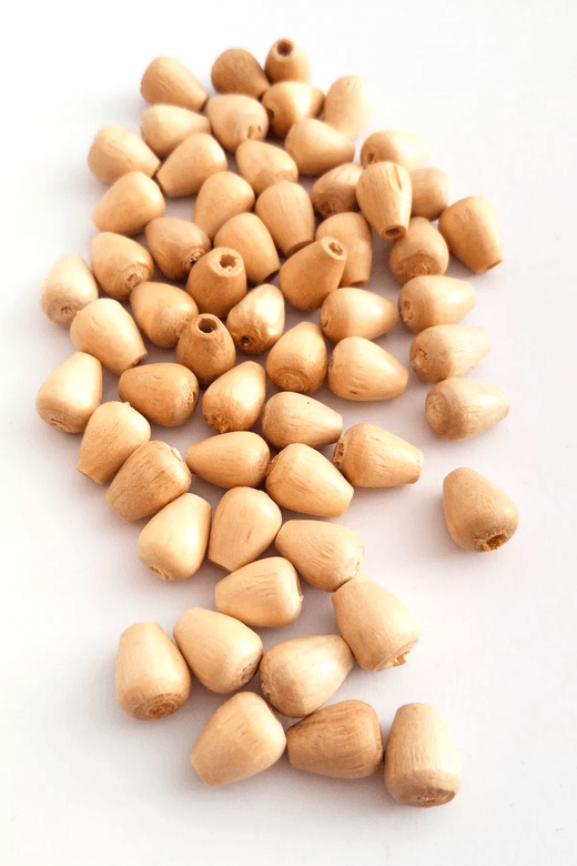 RT-RYL-B-0026-100 100 Gr (275 Adet) Ahşap Boncuk 12 Mm Boy X 10 Mm En Doğal Ahşap Makrome El İşi Çanta