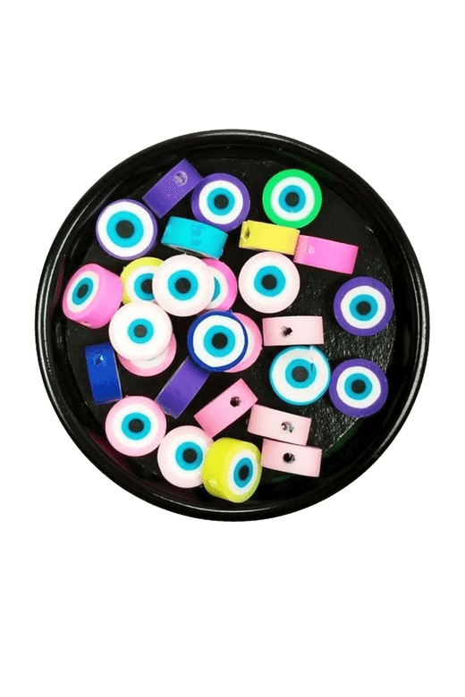 RT-RYL-B-0036-30 30 Adet 10 Mm Polimer Kil Fimo Boncuk Takı Bileklik + 1 Metre Lastikli Misina Hediye - Nazar Boncuğu