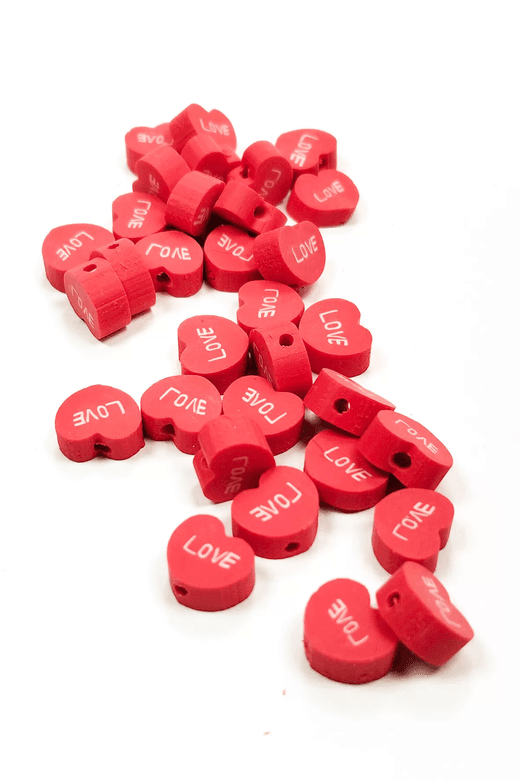 RT-RYL-B-0049 90 Adet 10 Mm Polimer Kil Fimo Boncuk Takı Bileklik + 5 Metre Misina Hediye - Smile - Nazar - Love
