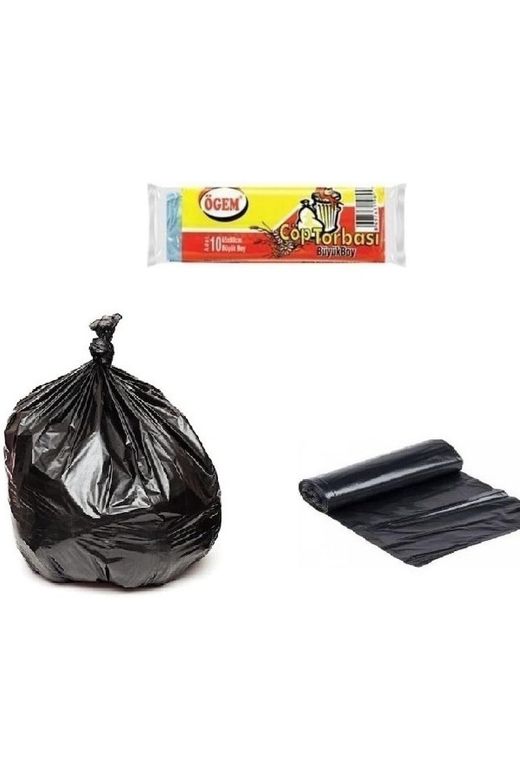 RT-RYL-HMR10899 Ögem Büyük Boy Çöp Poşeti 65X80 Cm 50 Lt 10'lu Rulo 5 Paket Siyah