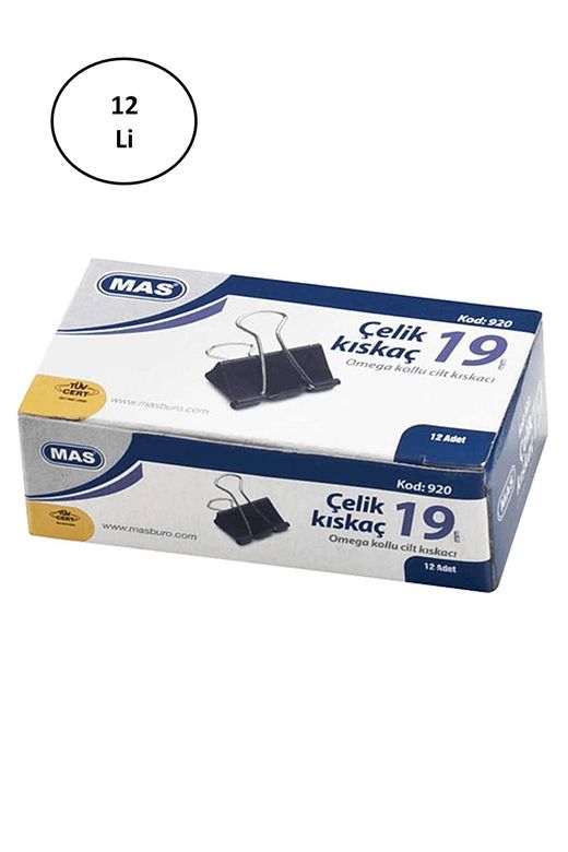 RT-RYL-HMR12506 Mas Omega Çelik Kıskaç Siyah 19 Mm 12'li