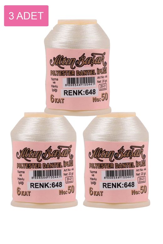 RT-RYL-HMR16719 3 Adet Altınbaşak Oya Ve Dantel İpi 20 Gr - Royaleks - No: 648